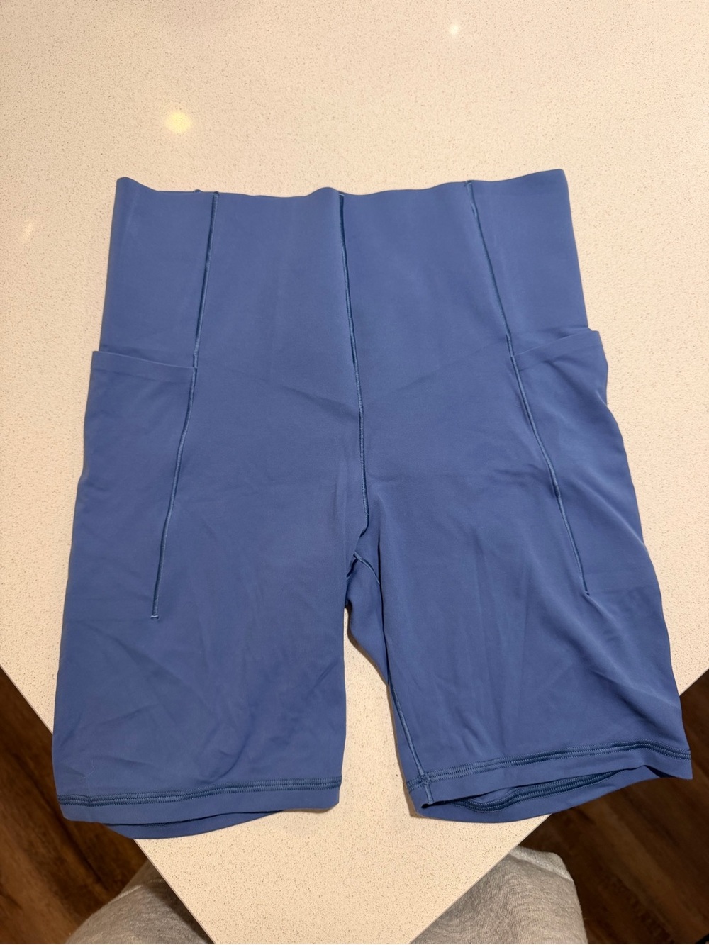 aerie High-Waist Periwinkle Bike Shorts with Side Pockets